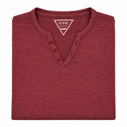 Men's Solid Henley Slim Fit T-Shirt, Maroon