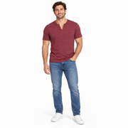 Men's Solid Henley Slim Fit T-Shirt, Maroon