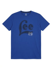 Men's Graphic Print Crew Neck T-Shirt, Dark Blue