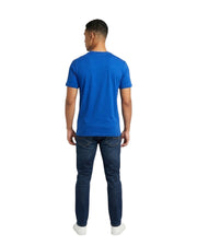 Men's Graphic Print Crew Neck T-Shirt, Dark Blue