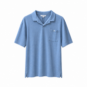 Men's Linen Blend Short-Sleeve Polo T-Shirt, Baby Blue