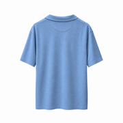 Men's Linen Blend Short-Sleeve Polo T-Shirt, Baby Blue