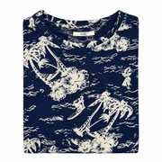 Men's Graphic Print Crew Neck T-Shirt, Navy