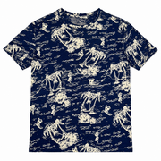 Men's Graphic Print Crew Neck T-Shirt, Navy