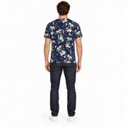 Men's Graphic Print Crew Neck T-Shirt, Navy