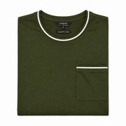 Men's Solid Round Neck Relaxed Fit T-Shirt, Dark Green