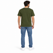 Men's Solid Round Neck Relaxed Fit T-Shirt, Dark Green