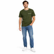 Men's Solid Round Neck Relaxed Fit T-Shirt, Dark Green