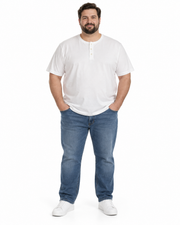 Men's T-Shirt – Classic White Henley Style, White