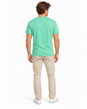 Men's Graphic Print Scoop Neck T-Shirt, Light Green