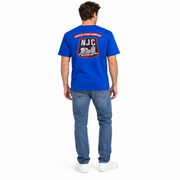 Men's Graphic Print Crew Neck T-Shirt, Blue