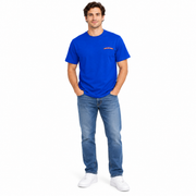 Men's Graphic Print Crew Neck T-Shirt, Blue