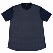 Men's Checkered Patterned Slim Fit T-Shirt, Navy