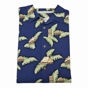 Men's Hut Couture Silk Shirt – Luxurious & Tropical, Blue
