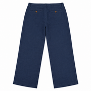 Men's Linen Wide Leg Mid Rise Authentic Fit Pants, Navy