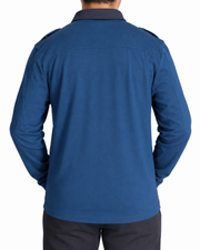 Men's Long-Sleeve Utility Polo Shirt, Steel Blue