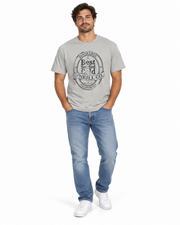 Men's Graphic Print Crew Neck T-Shirt, Grey
