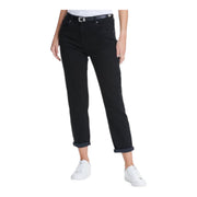 Women's Solid Regular Fit Mid Rise Jeans, Black