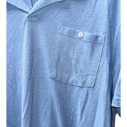 Men's Linen Blend Short-Sleeve Polo T-Shirt, Baby Blue