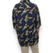 Men's Hut Couture Silk Shirt – Luxurious & Tropical, Blue