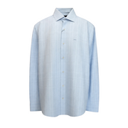 Men's Cotton Striped Long Sleeve Tailored Fit Formal Shirt, Baby Blue