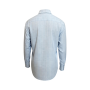 Men's Cotton Striped Long Sleeve Tailored Fit Formal Shirt, Baby Blue