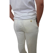 Men's 100% Linen High-Rise Summer Trousers, Off-White