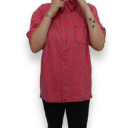 Men's Silk Short Sleeve Patterned Relaxed Fit Casual Shirt, Red