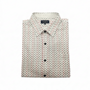 Men's Silk Patterned Short Sleeve Relaxed Fit Casual Shirt, White