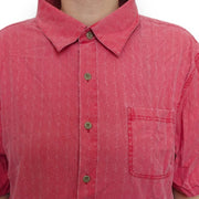 Men's Silk Short Sleeve Patterned Relaxed Fit Casual Shirt, Red
