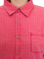 Men's Silk Short Sleeve Patterned Relaxed Fit Casual Shirt, Red
