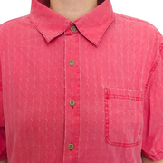 Men's Silk Short Sleeve Patterned Relaxed Fit Casual Shirt, Red