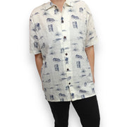 Men's Graphic Short Sleeve Regular Fit Casual Shirt, Off-White