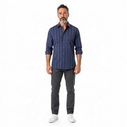 Men's Oxford Stripe Shirt – E-Z Fit Comfort, Purple