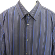 Men's Striped Long Sleeve Comfort Fit Formal Shirt, Navy
