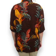 Men's Silk Graphic Short Sleeve Original Fit Casual Shirt, Brown