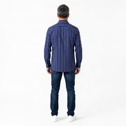 Men's Oxford Stripe Shirt – E-Z Fit Comfort, Purple