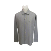 Men's Cotton Striped Long Sleeve Tailored Fit Formal Shirt, Green