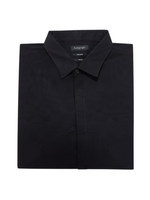 Men's Solid Long Sleeve Stretch Tailored Fit Formal Shirt, Black