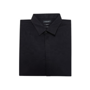 Men's Solid Long Sleeve Stretch Tailored Fit Formal Shirt, Black