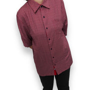 Men's Silk Short Sleeve Patterned Relaxed Fit Casual Shirt, Red