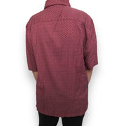 Men's Silk Short Sleeve Patterned Relaxed Fit Casual Shirt, Red