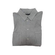 Men's Striped Short Sleeve Double Pocket Regular Fit Formal Shirt, Lava White