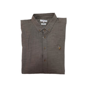 Men's Solid Long Sleeve Logo Print Slim Fit Formal Shirt, Brown