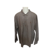 Men's Solid Long Sleeve Logo Print Slim Fit Formal Shirt, Brown