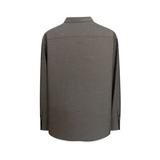 Men's Solid Long Sleeve Logo Print Slim Fit Formal Shirt, Brown
