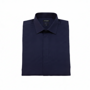 Men's Solid Long Sleeve Stretch Tailored Fit Formal Shirt, Navy