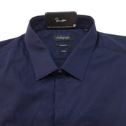 Men's Solid Long Sleeve Stretch Tailored Fit Formal Shirt, Navy