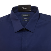 Men's Solid Long Sleeve Stretch Tailored Fit Formal Shirt, Navy