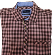 Men's Checkered Long Sleeve Slim Fit Formal Shirt, Pink